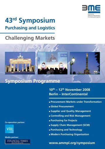 43rd Symposium Purchasing and Logistics Challenging ... - BME