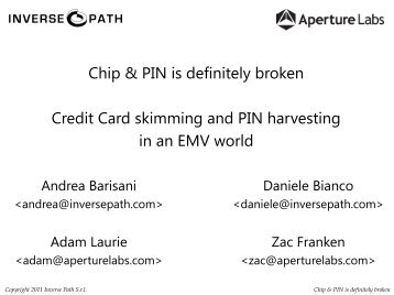 Chip & PIN is definitely broken Credit Card skimming ... - CanSecWest