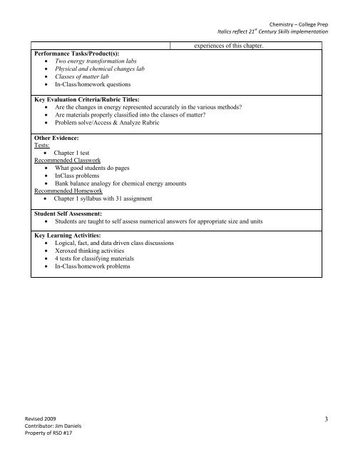 Chemistry - College Prep