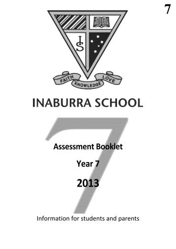 Year 7, 2013 Assessment Booklet - Inaburra School