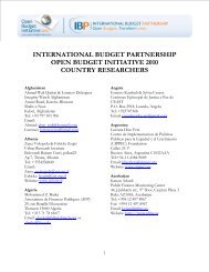 international budget partnership open budget initiative 2010 country ...