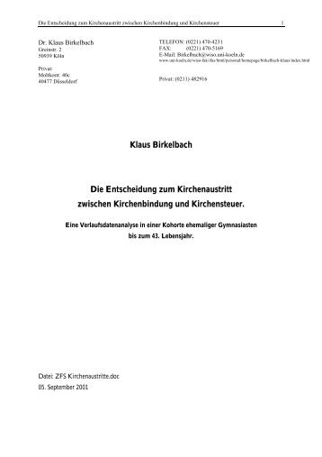 Klaus Birkelbach Die Entscheidung zum Kirchenaustritt zwischen ...