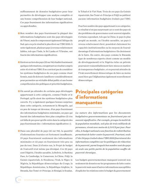 l'enquête sur le budget ouvert 2010 - International Budget Partnership