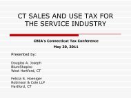 CT SALES AND USE TAX FOR THE SERVICE INDUSTRY