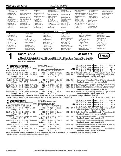 1 Santa Anita Daily Racing Form   1 Santa Anita Daily Racing Form 