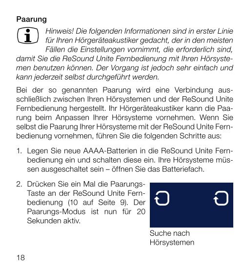 ReSound Unite Fernbedienung - Bedienungsanleitung (Zuletzt ...