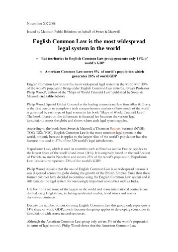 English Common Law is the most widespread legal system in the world