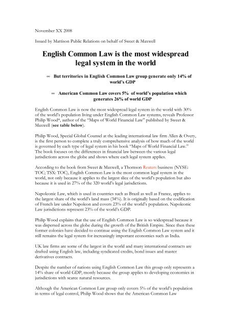 English Common Law is the most widespread legal system in the world