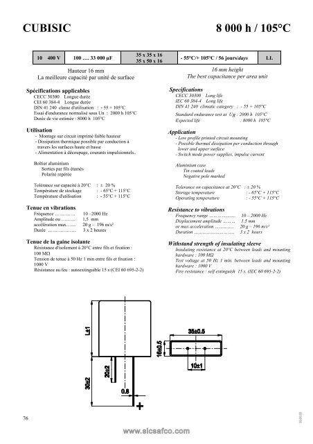 CUBISIC 8 000 h / 105°C