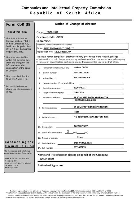 cor39 form