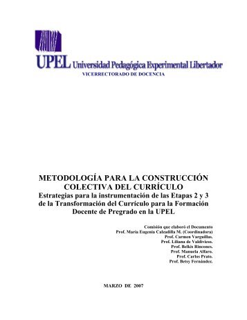 METODOLOGÍA PARA LA CONSTRUCCIÓN COLECTIVA DEL CURRÍCULO