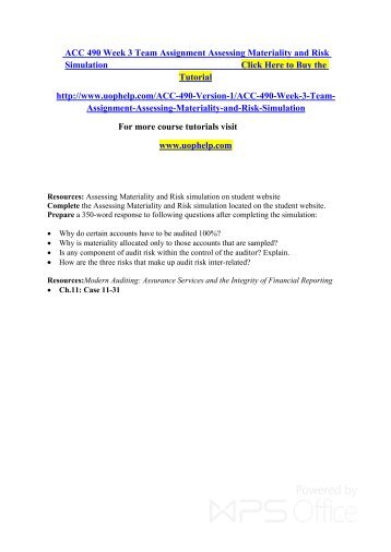 assessing materiality and risk simulation 2 Ssessing materiality and risk simulation assessing materiality and risk simulation resources: assessing materiality and risk simulation on student website complete the assessing materiality and risk simulation located on the student website. assessing materiality and risk simulation 2 Ssessing materiality and risk simulation assessing materiality and risk simulation resources: assessing materiality and risk simulation on student website complete the assessing materiality and risk simulation located on the student website.