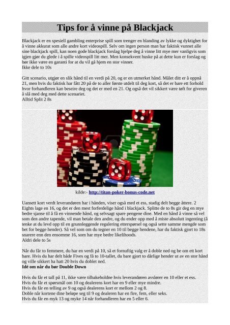 Tips for å vinne på Blackjack