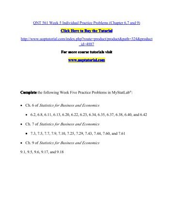 Qnt 561 Week 6 Comprehensive Problem Set Essay Example