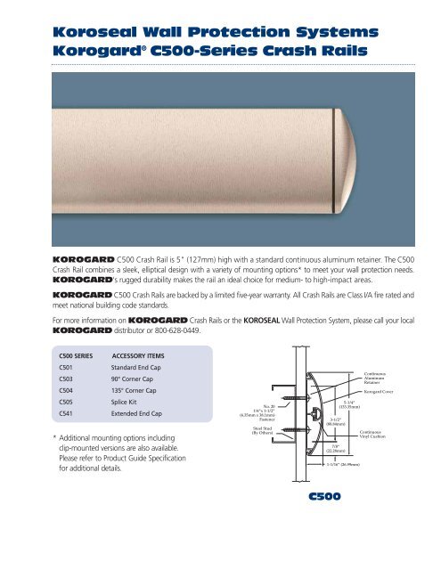 Koroseal Wall Protection Systems Korogard C500 Series Crash