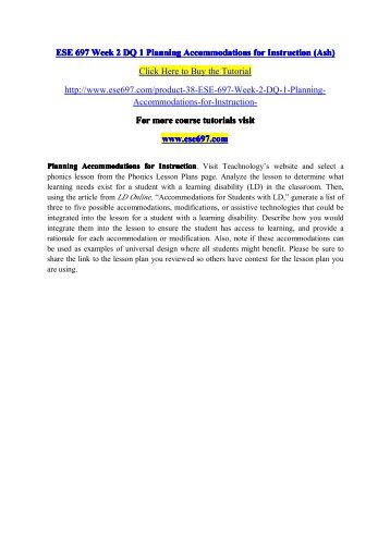 ese 631 week 2 assignment adapting Ese 631 week 2 assignment adapting lesson plans for an inclusive classroom ese 631 week 3 dq 1 emotional disorders ese 631 week 3 dq 2 add adhd characteristics and. ese 631 week 2 assignment adapting Ese 631 week 2 assignment adapting lesson plans for an inclusive classroom ese 631 week 3 dq 1 emotional disorders ese 631 week 3 dq 2 add adhd characteristics and.