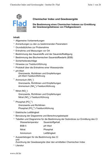 "Chemischer Index und Gewässergüte" in PDF - Institut Dr. Flad