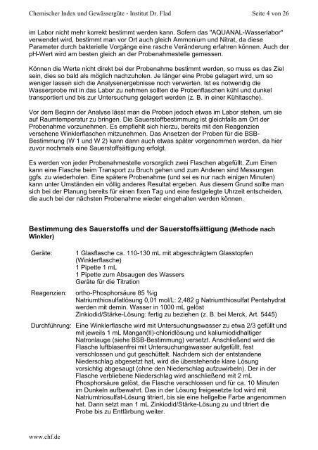 "Chemischer Index und Gewässergüte" in PDF - Institut Dr. Flad