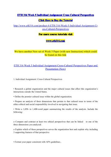eth 316 week 5 cross cultural perspectives Cross-cultural perspectives eth 316/eth316 week 5 individual assignment cross cultural paper eth 316 week 5 individual assignment cross cultural paperdocx. eth 316 week 5 cross cultural perspectives Cross-cultural perspectives eth 316/eth316 week 5 individual assignment cross cultural paper eth 316 week 5 individual assignment cross cultural paperdocx.