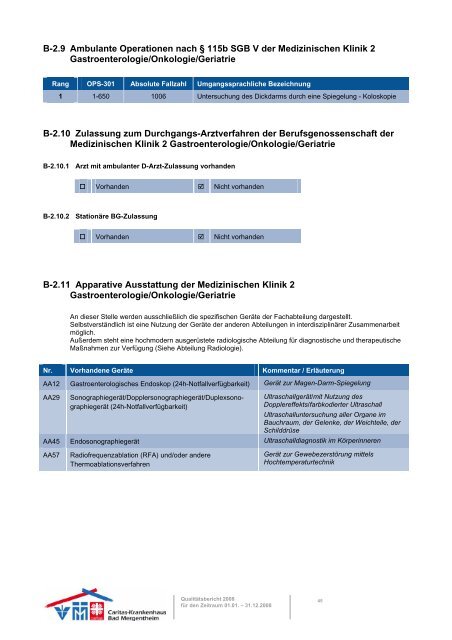 B Struktur- und Leistungsdaten der Organisationseinheiten ...