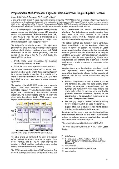 research activities in 2007 - CSEM