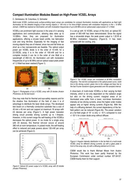 research activities in 2007 - CSEM