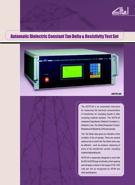 Automatic Dielectric Constant Tan Delta & Resistivity Test Set