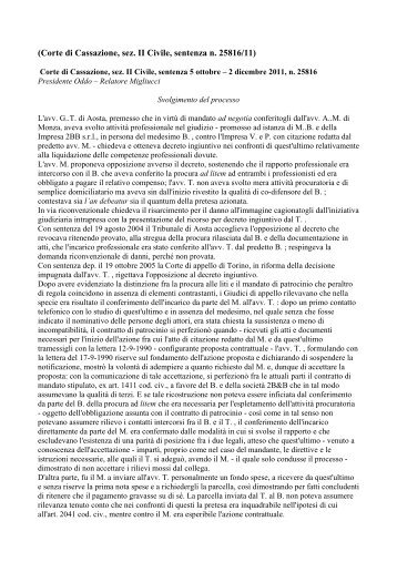 Corte di Cassazione, sez. II Civile, sentenza n. 25816 ... - ANF Pescara