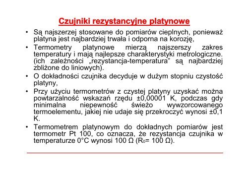 Czujniki rezystancyjne platynowe