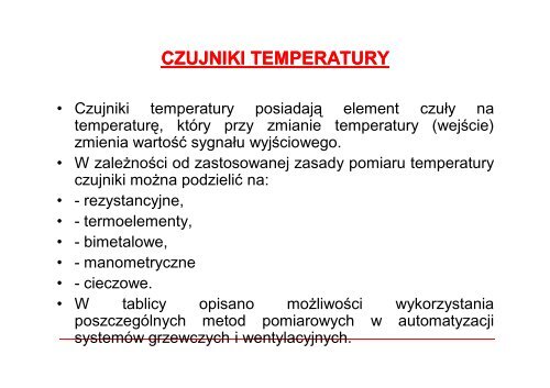 Czujniki rezystancyjne platynowe