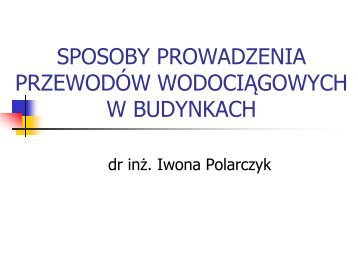 PRZEWODÓW WODOCIĄGOWYCH W BUDYNKACH