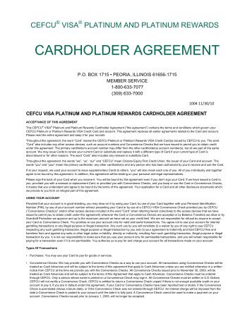 CARDHOLDER AGREEMENT