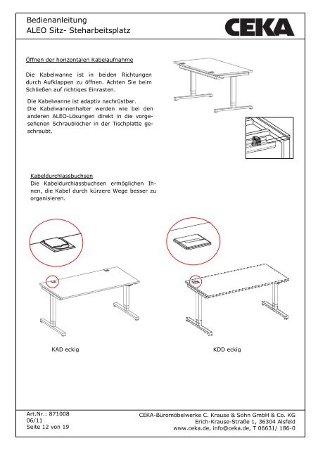 Bedienanleitung ALEO Sitz-Steh-Tisch - CEKA-Büromöbelwerke C ...