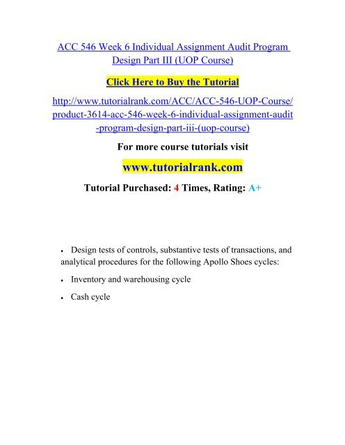 ACC 545 Week 6 Learning Team Assignment Consolidat/TutorialRank