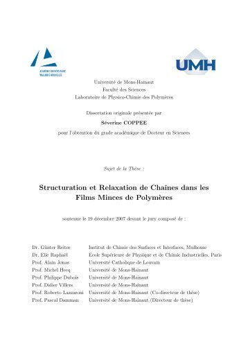 Structuration et Relaxation de Chaînes dans les Films Minces de Polymères