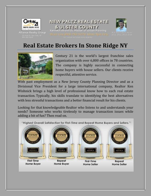 Real Estate Brokers In Stone Ridge NY.pdf