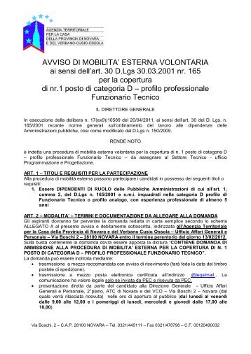 AVVISO DI MOBILITA' ESTERNA VOLONTARIA ai ... - atc.novara.