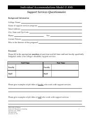 Individual Accommodations Model (I AM) Support Services Questionnaire