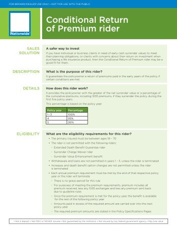 Conditional Return of Premium rider