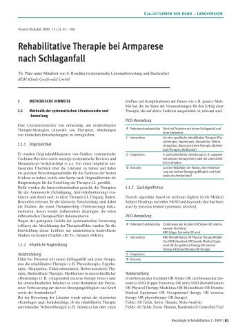 Rehabilitative therapie bei armparese nach Schlaganfall