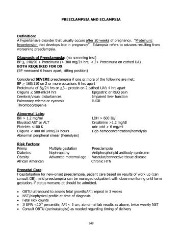 Preeclampsia and Eclampsia