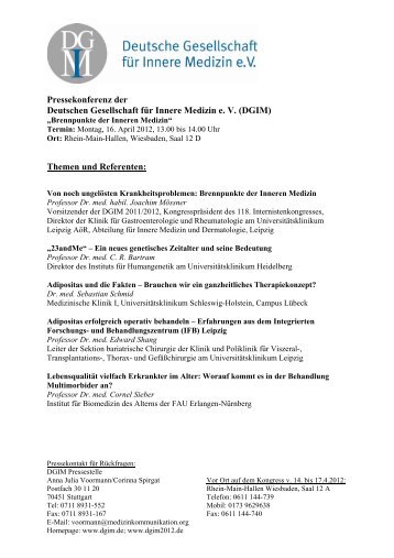 (DGIM) Themen und Referenten - Deutsche Gesellschaft für Innere ...