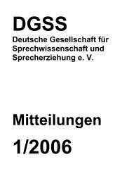Mitteilungen 1/2006 - Deutsche Gesellschaft für Sprechwissenschaft ...