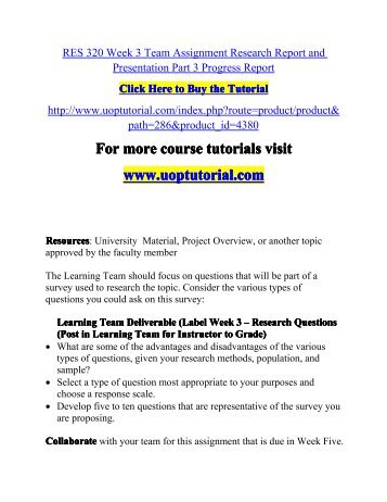 res 320 week 5 final team assignment research report and