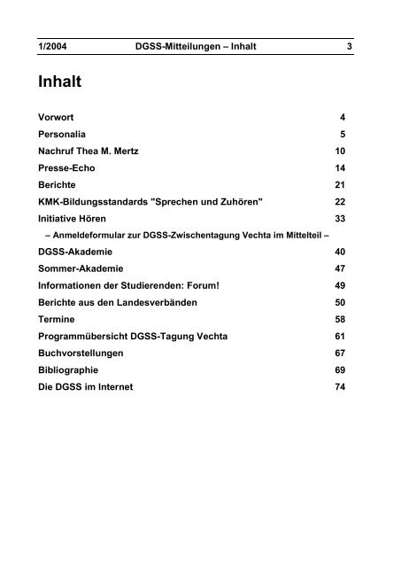 Mitteilungen 1/2004 - Deutsche Gesellschaft für Sprechwissenschaft ...