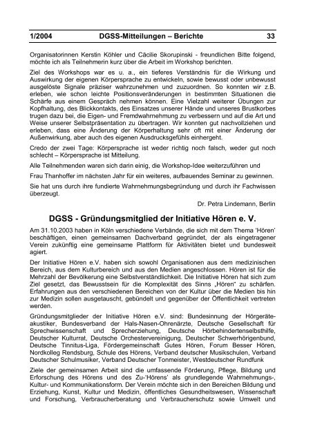 Mitteilungen 1/2004 - Deutsche Gesellschaft für Sprechwissenschaft ...