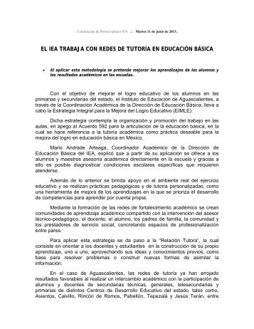 EL IEA TRABAJA CON REDES DE TUTORÍA EN EDUCACIÓN BÁSICA