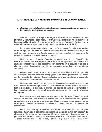 EL IEA TRABAJA CON REDES DE TUTORÍA EN EDUCACIÓN BÁSICA