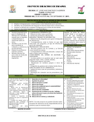 PROYECTO DIDÁCTICO DE ESPAÑOL