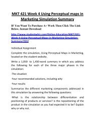 MKT 421 Week 4 Using Perceptual maps in Marketing Simulation Summary University of Phoenix Latest Tutorials